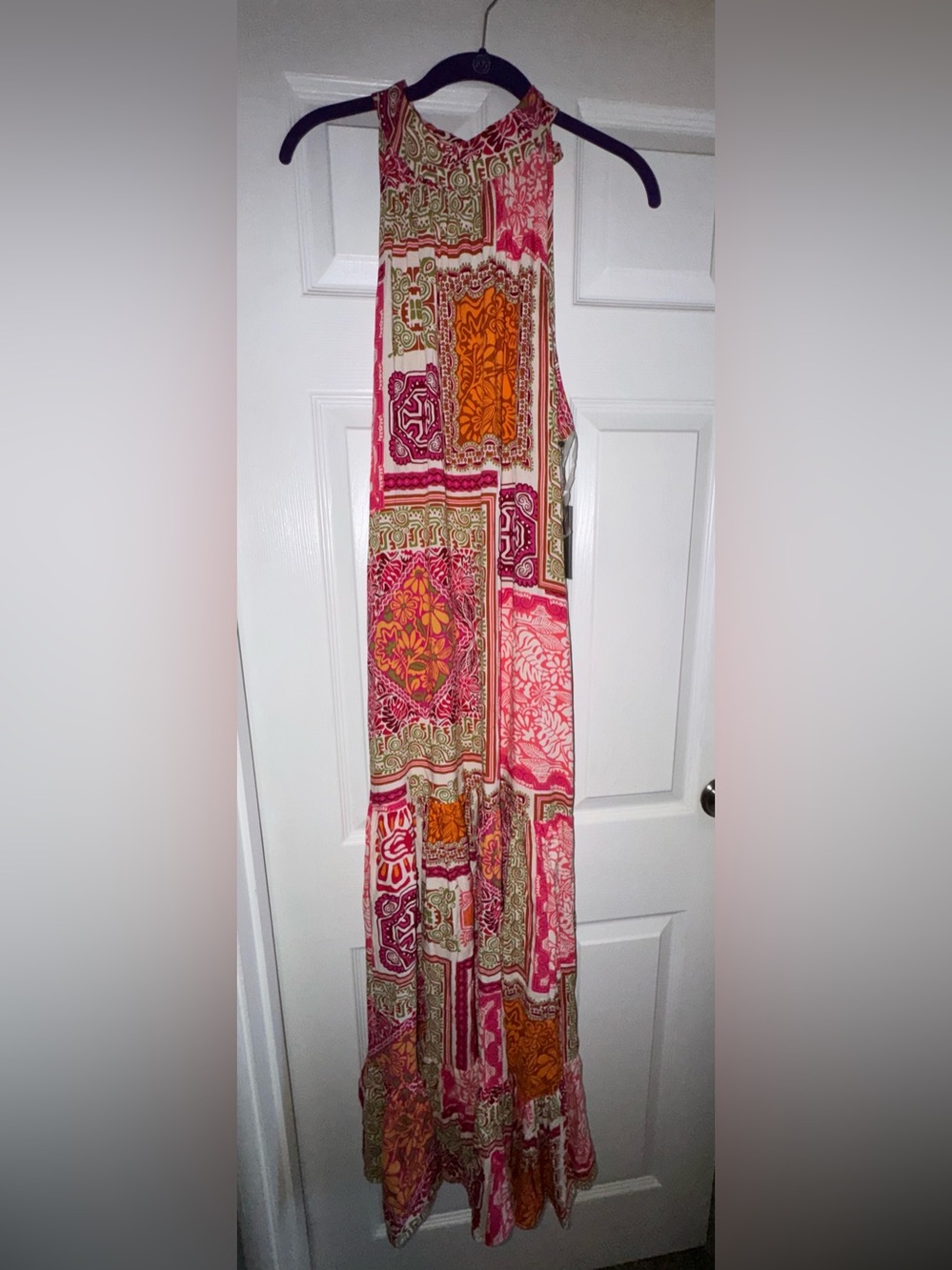 Vince Camuto Pink Orange Printed Maxi Dress